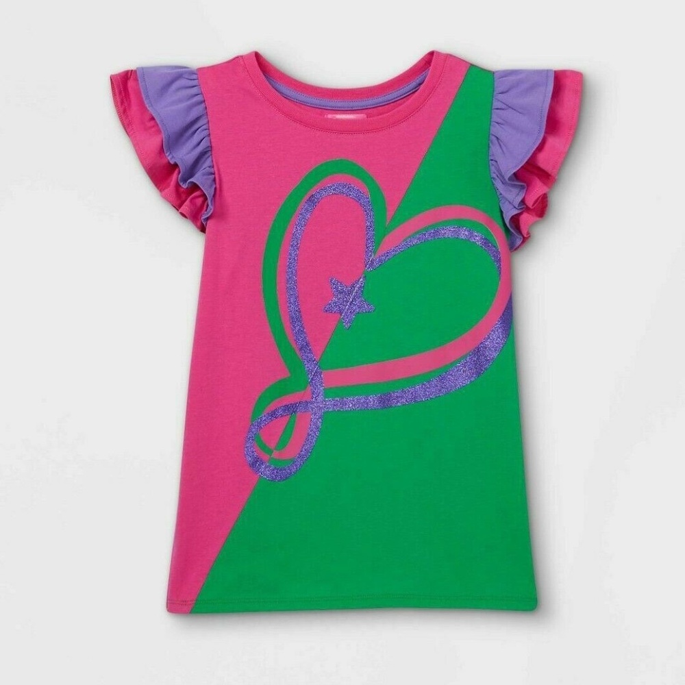 Girls JoJo Siwa Heart Print Short Sleeve Top NWT